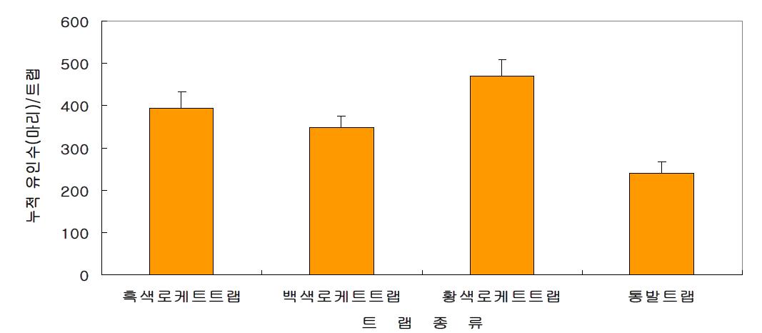 팥 포장에서 트랩종류 및 색깔에 따른 톱다리개미허리노린재의 유인효과