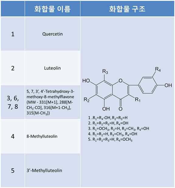 풀솜대의 지표성분