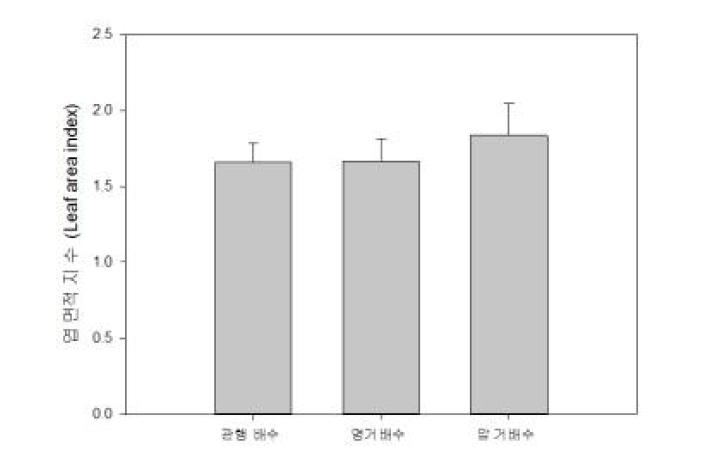 배수방법에 따른 엽면적지수