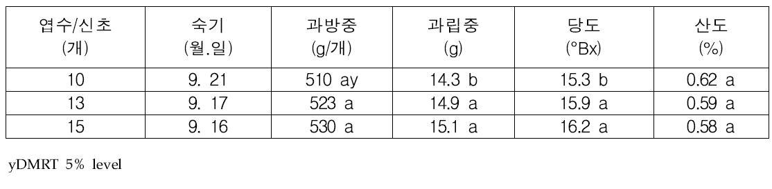 포도 흑구슬 품종 엽수/신초당 과실특성