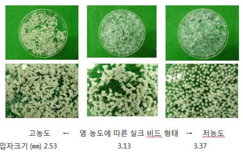 Photographs of Silk beads made with silk and alginic acid.