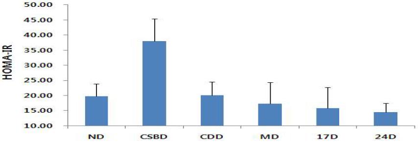 Effect of Doenjang certified traditional food (No. 17, 24) on HOMA-IR in KK-Ay