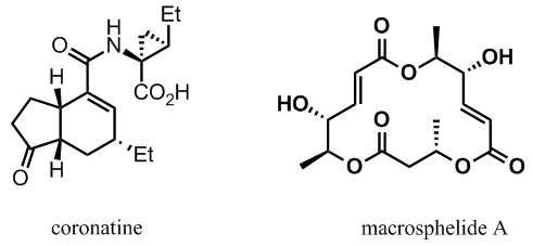 coronatine과 macrosphelide A의 구조