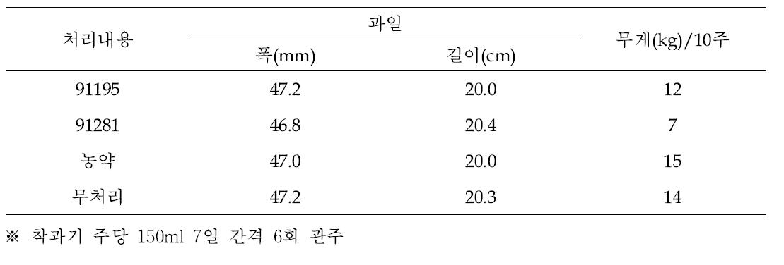 미생물 관주에 의한 애호박 과일특성