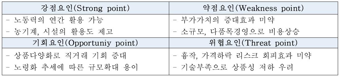 다각화 유형의 SWOT분석 : 수평형