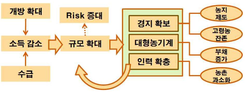 쌀 규모확대의 논리와 실행의 어려움