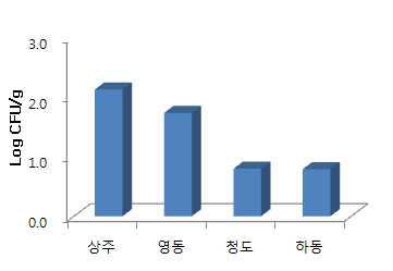 반건시의 지역별 일반세균수