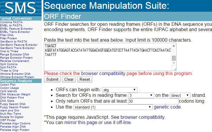 ORF Finder을 이용하여 Agb0102의 삽입된 T-DNA 및 flanking sequence의 가상 ORF 존재여부를 확인 (system-defined parameters을 이용)