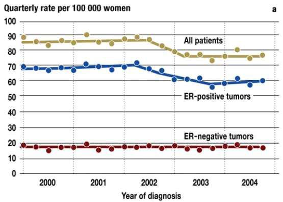 2002-2003년을 경계로 한 유방암의 감소경향
