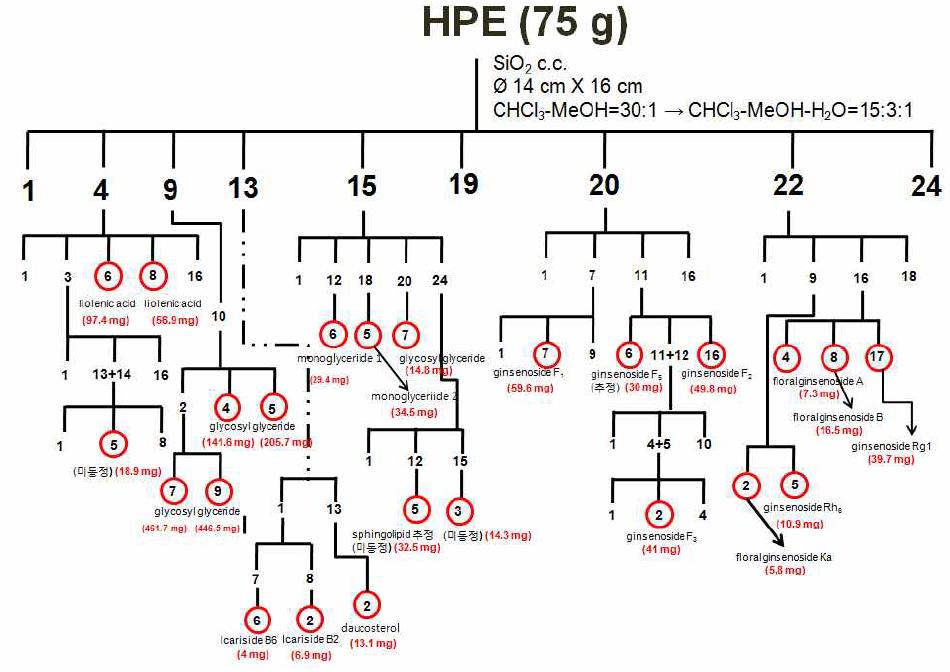 Isolation procedure from the aerial parts of hydroponic Panax ginseng.