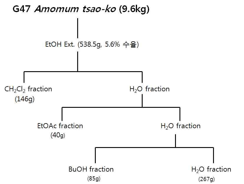 초과에탄올추출물의 용매분획결과
