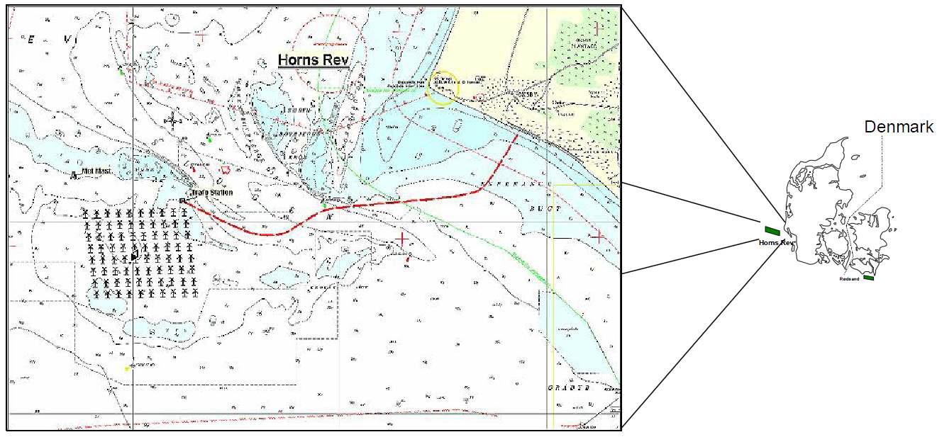 Horns Rev 해상풍력발전단지의 지리적 위치