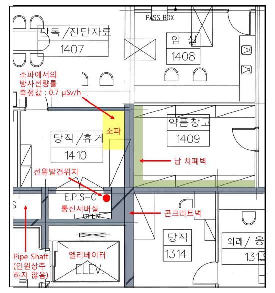 통신서버실(선원 발견위치) 주변 구조