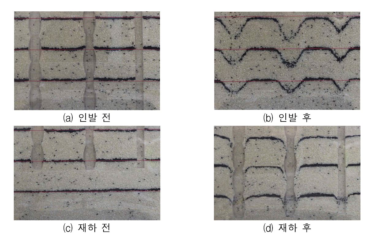 그림 3.5 인발/재하 시 거동시험 전후 비교사진