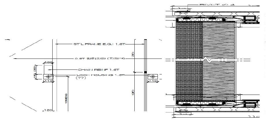 SI Door 입면도 및 수직단면도