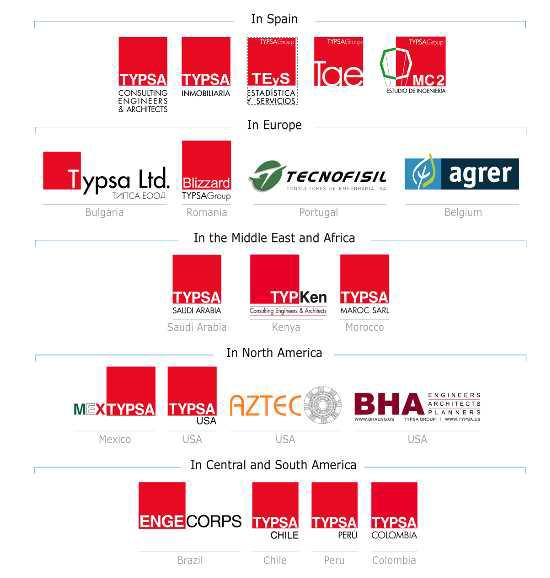 Typsa Group 해외 지사 및 법인 현황