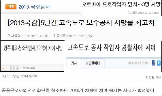 도로 작업자 교통사고 현황