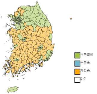 행정구역별 DEM정보 제공 지역