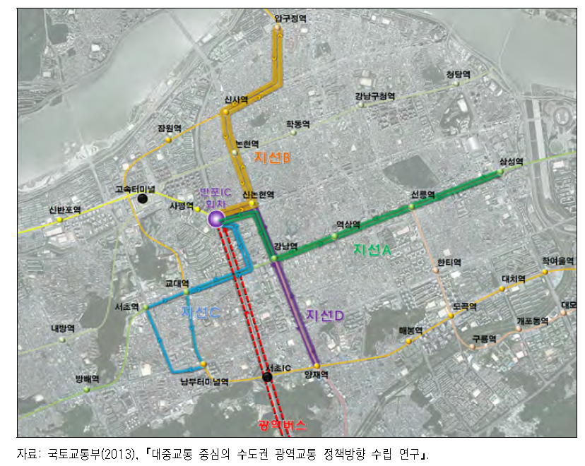 반포IC 환승센터 지선버스 운행 노선도