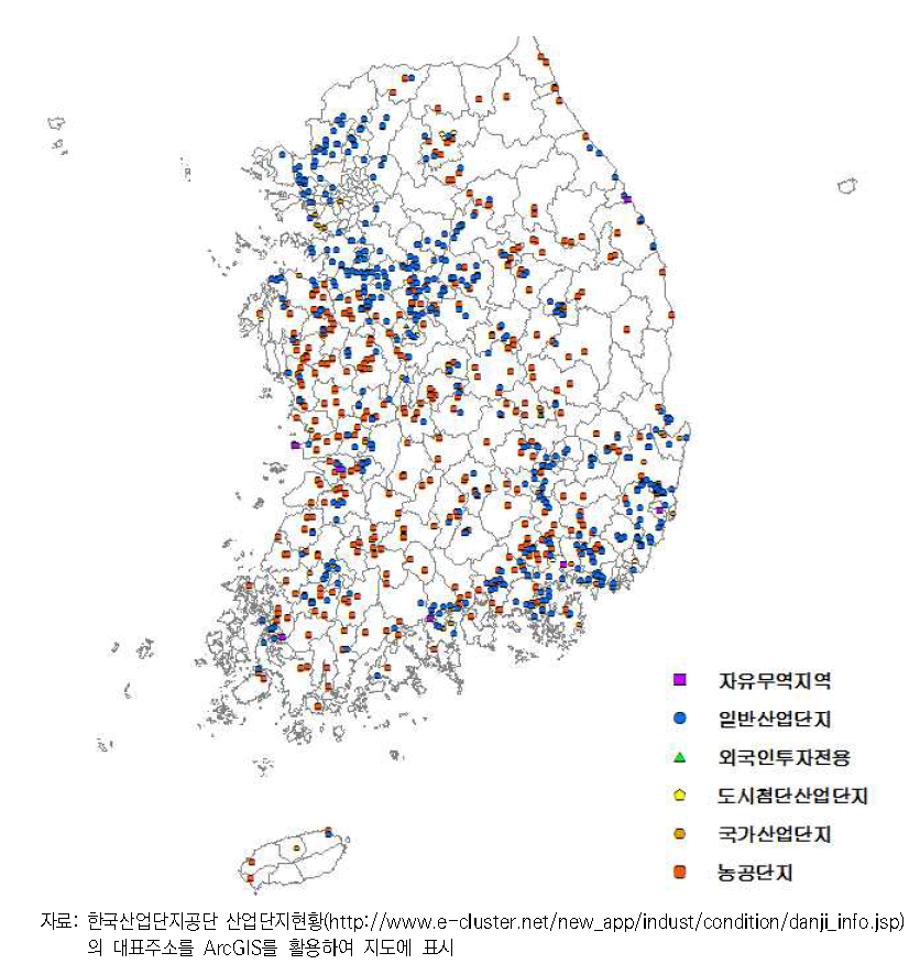 전국 산업단지 분포 현황