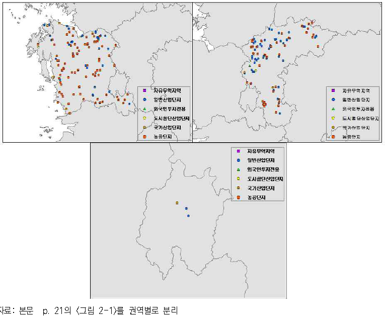 충청권 광역단위 집단화 생산시설 현황