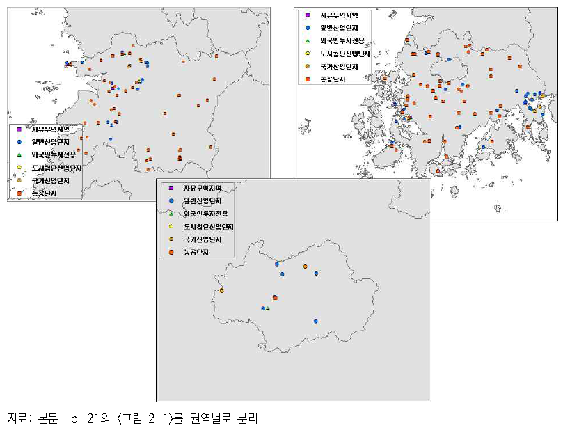 전라권 광역단위 집단화 생산시설 현황