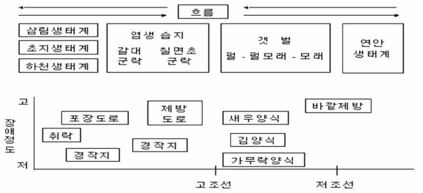 갯벌의 공간적 개념도