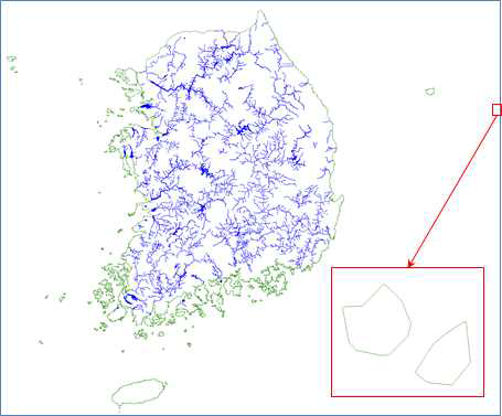 글로벌 맵(해안선도 및 하천망도)