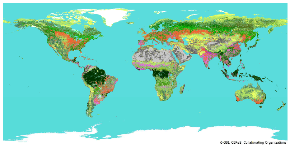 Global Map V.2 (Global Version) Land Cover (GLCNMO) images