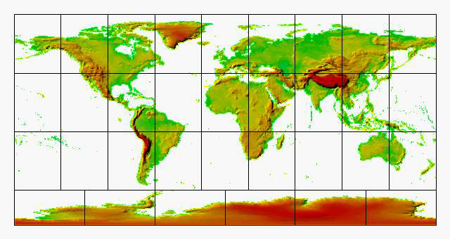 GTOPO30 elevation model.