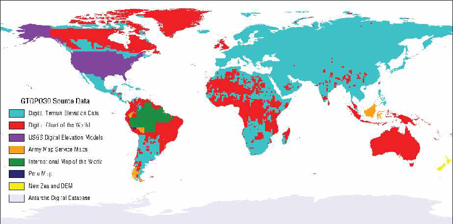 GTOPO30 elevation sources