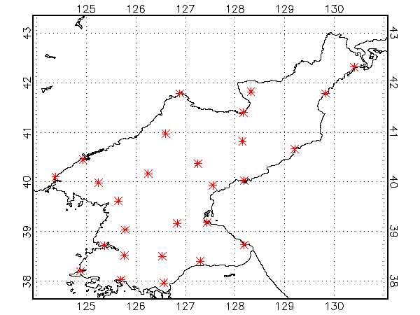 북한지역에 위치한 지상관측소