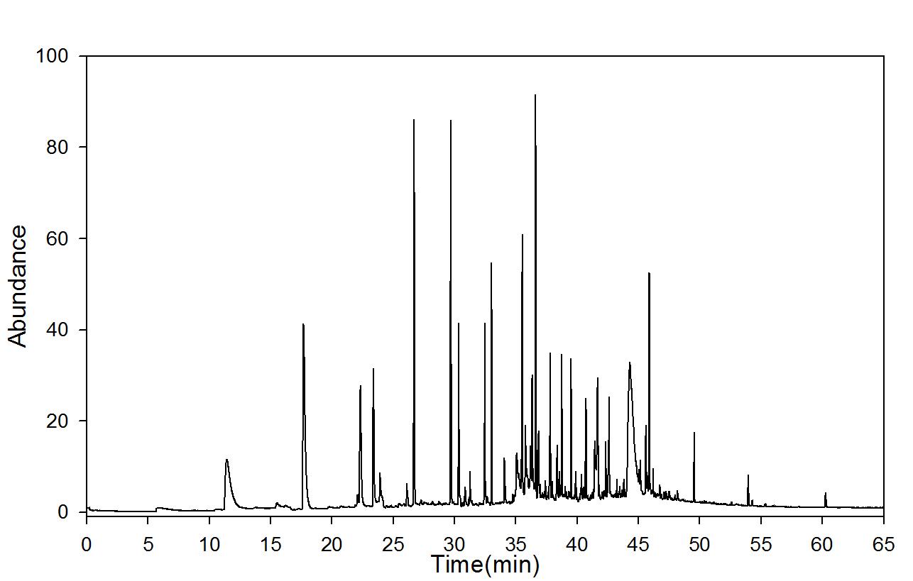 GC-mass spectra after dry ageing (90℃); 3 days