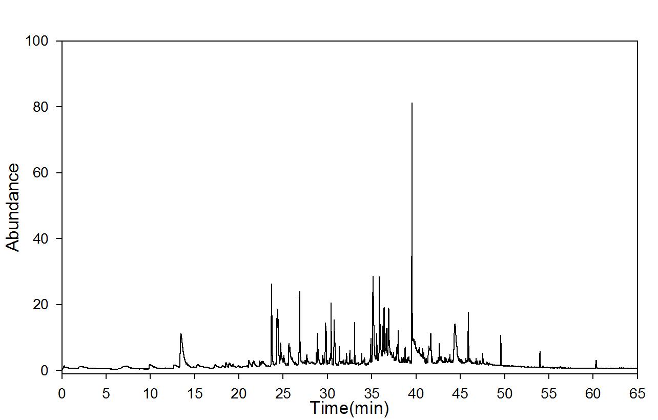 GC-mass spectra after dry ageing (90℃); 30 days