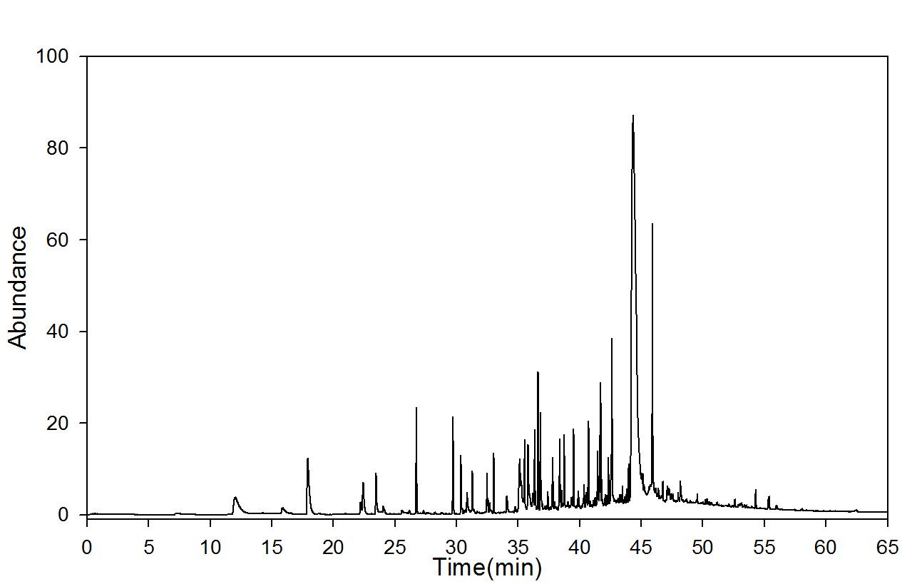 GC-mass spectra after dry ageing (90℃); 3 days