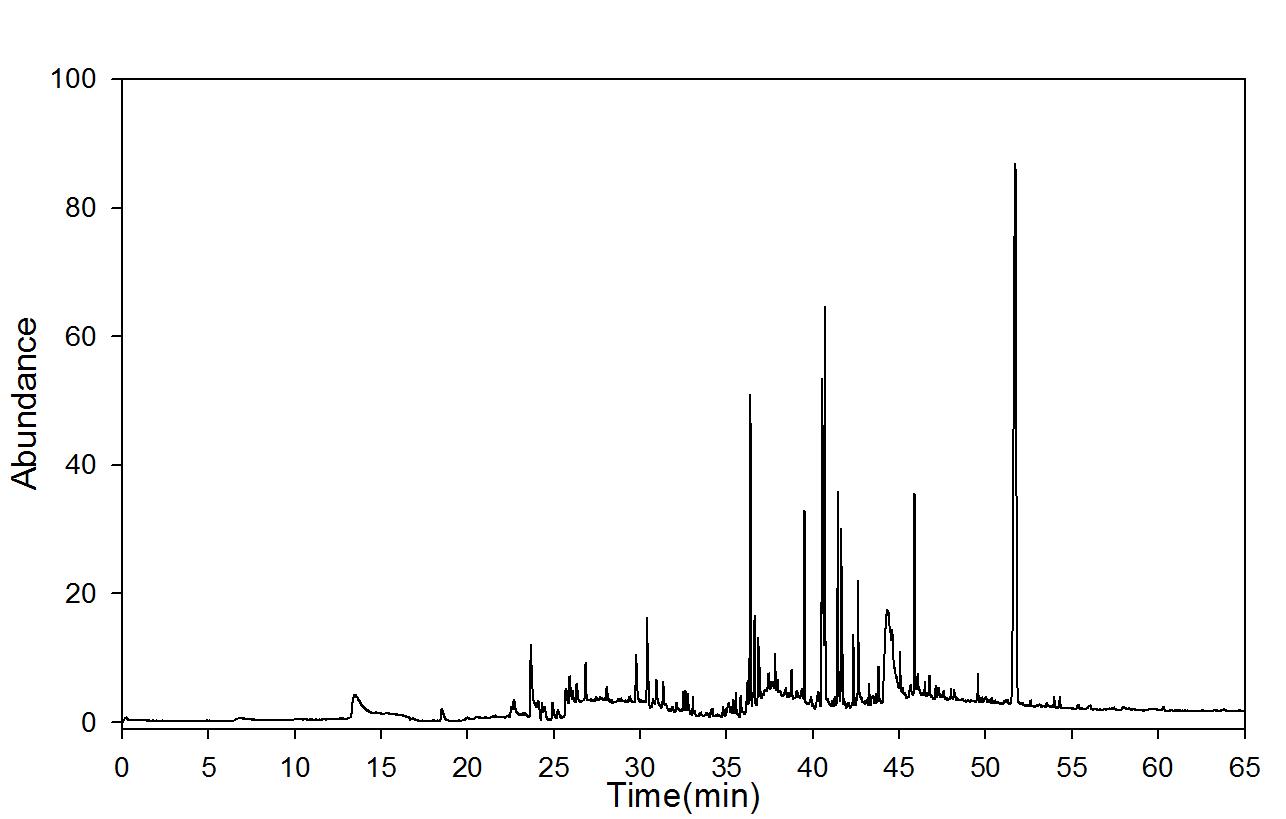 GC-mass spectra after dry ageing (90℃); 3 days