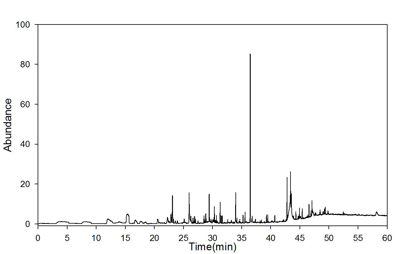 GC-mass spectra after dry ageing (90℃); 3 days