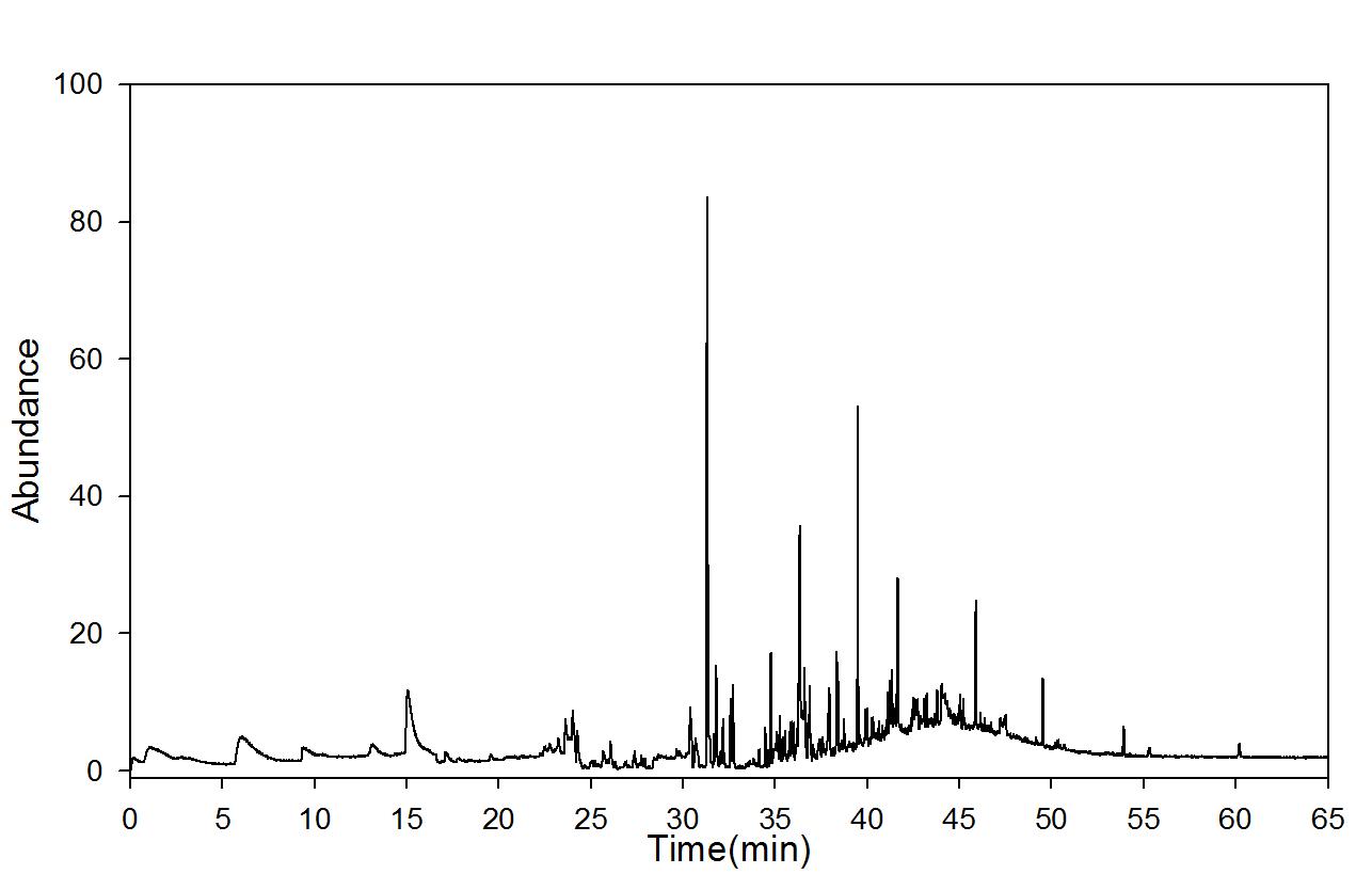 GC-mass spectra after dry ageing (90℃); 30 days