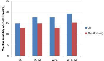 WPC, sodium caseinate 가수분해물의 micellar solubility of cholesterol inhibition 효과