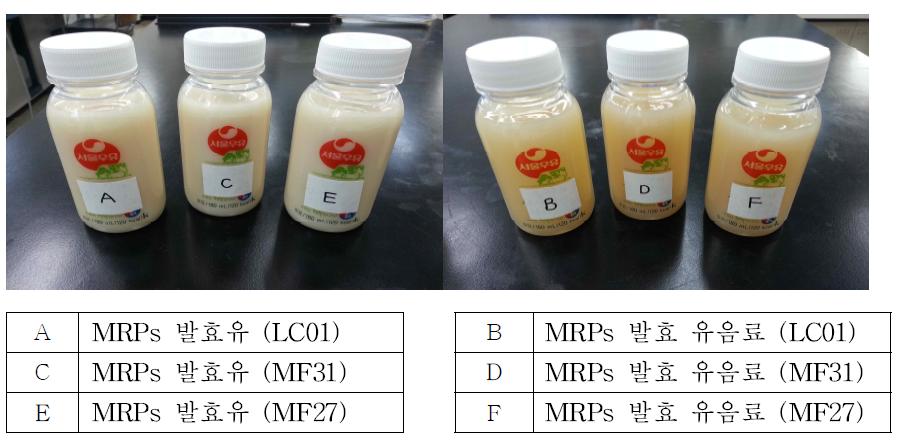 MRPs 발효유와 MRPs 발효 유음료