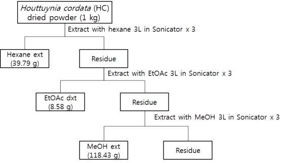 Successively extraction form Houttuynia cordata (HC).