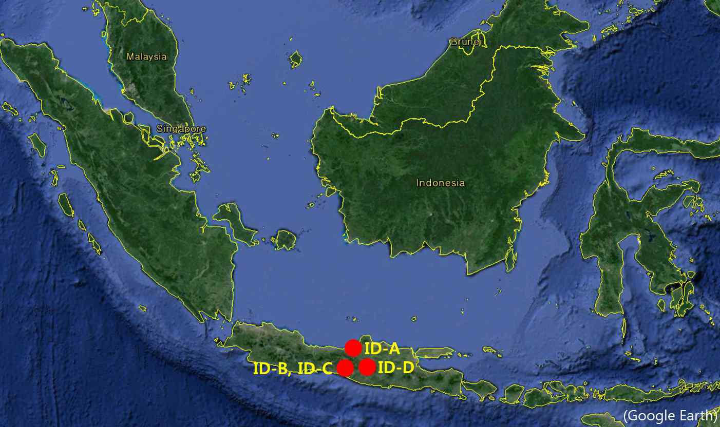 Location of selected companies for fact-finding survey on manufacturing processes of laminated board in Indonesia