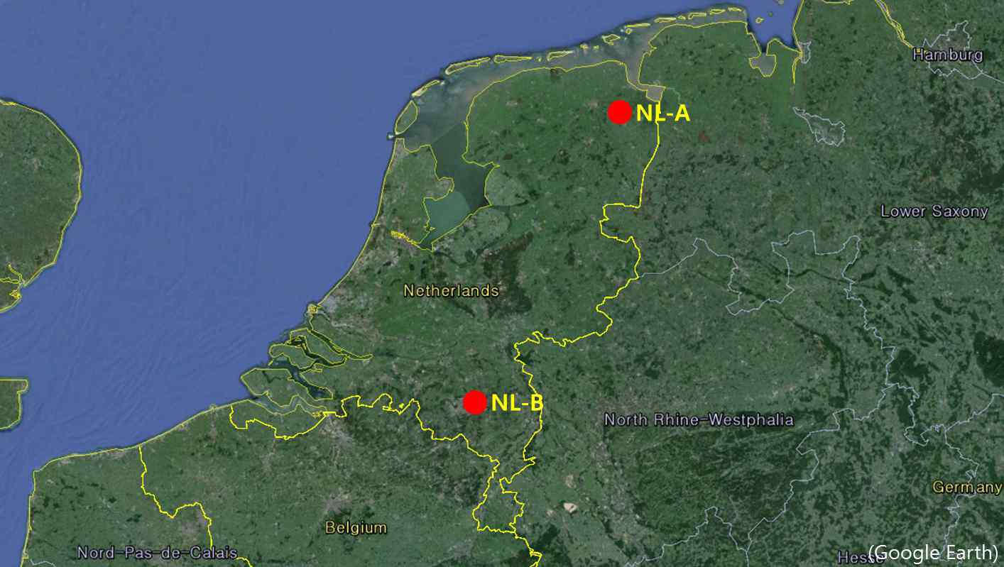 Location of selected companies for fact-finding survey on manufacturing processes of laminated board in Netherlands