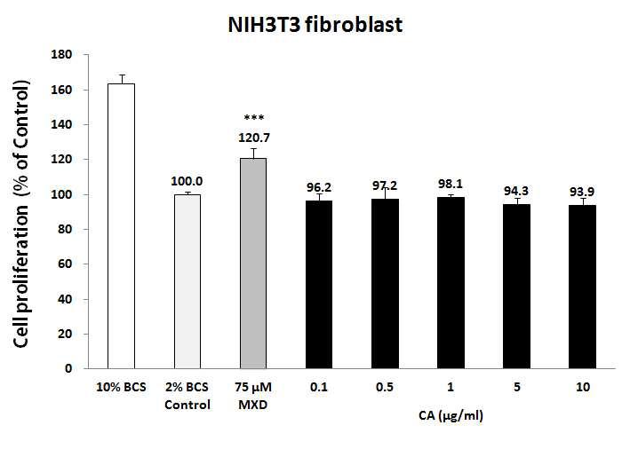 문주란(CA) 추출물의 NIH3T3 fibroblast cells 증식 효능