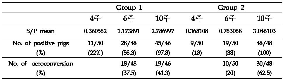 PRRSV-specific antibody measured by ELISA