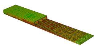 FEA-250-PCM-M-Y 모델 부분 단면에서의 주응력 분포