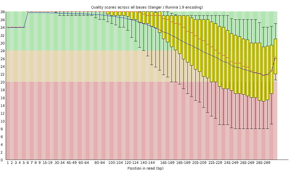 Filtering 후 JS626 read2의 QC 이미지 (MiSeq)