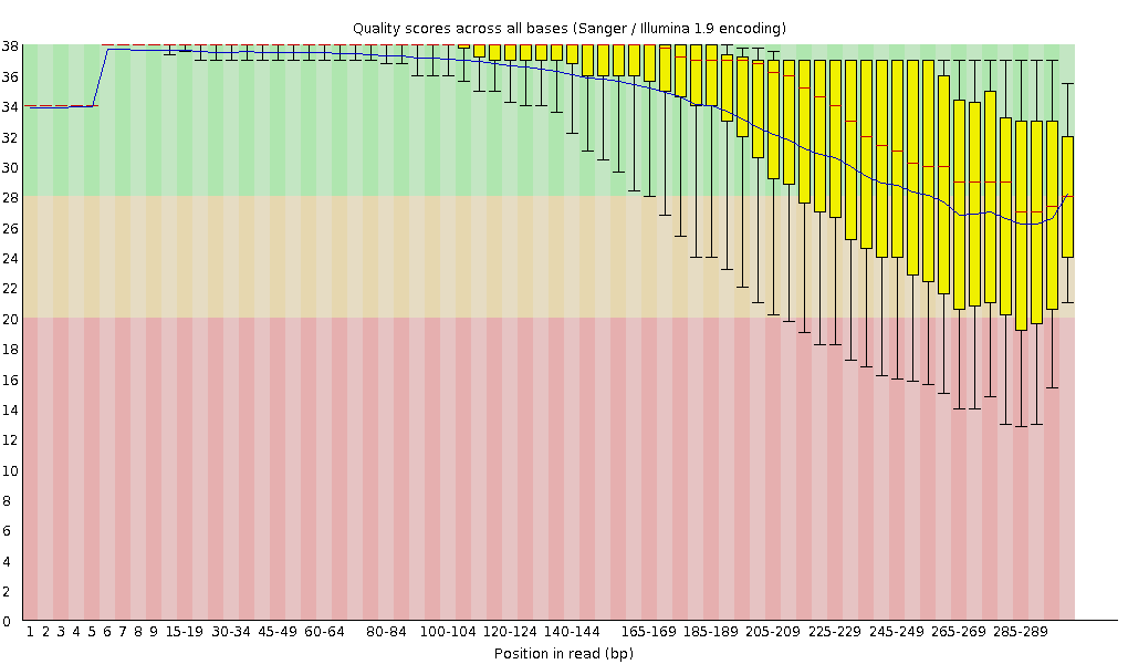 Filtering 후 JS1030 read1의 QC 이미지 (MiSeq)