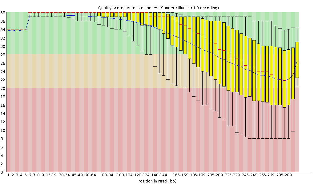 Filtering 후 JS1030 read2의 QC 이미지 (MiSeq)