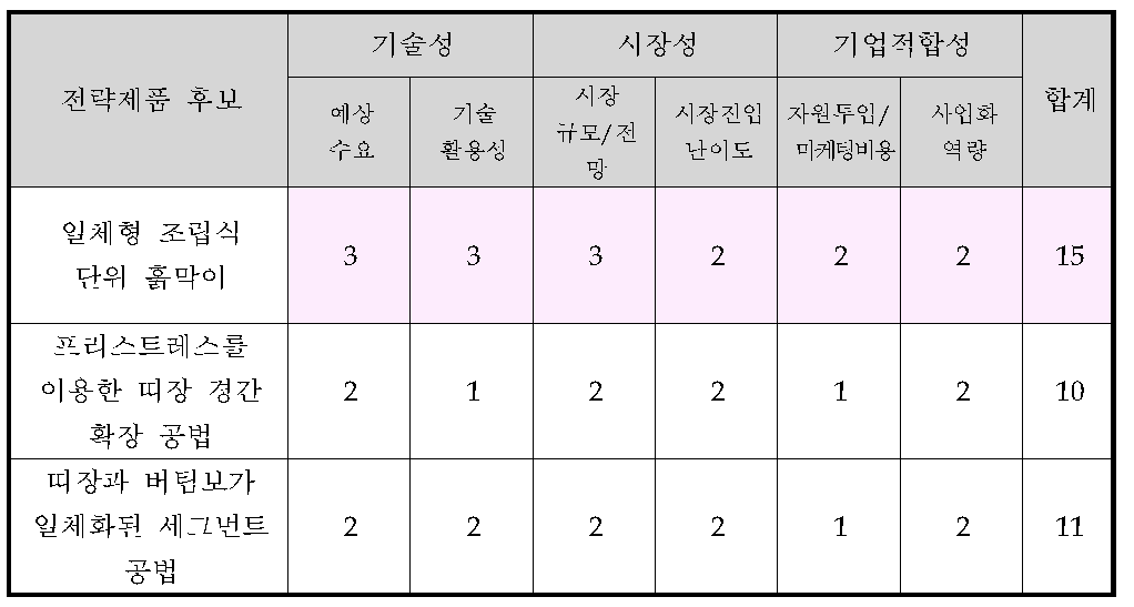 전략적 제품후보군의 포트폴리오 분석